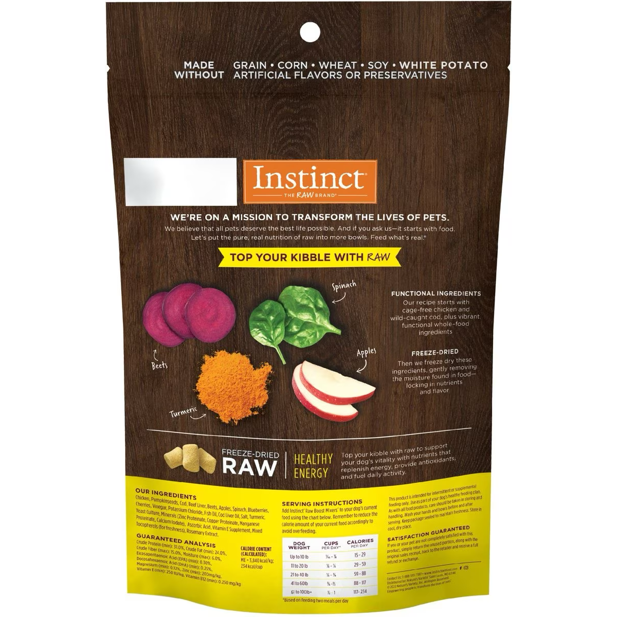 Instinct RawBoost Mixers Healthy Energy Grain-Free Freeze-Dried Dog Food Topper Dog Treats | PetMax Canada