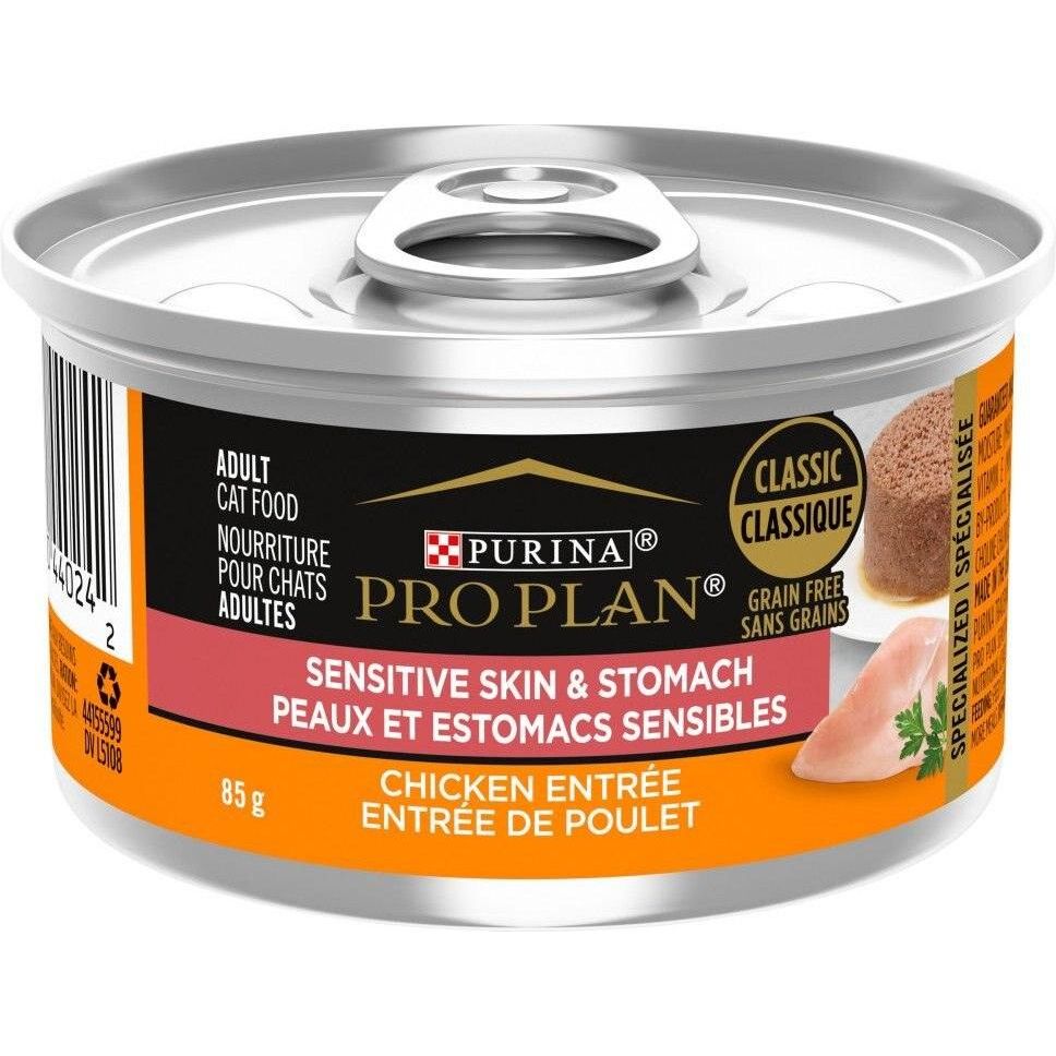 Purina Pro Plan Specialized Sensitive Skin & Stomach Chicken Entree Wet Cat Food - 85g - Canned Cat Food - Purina Pro Plan - PetMax Canada