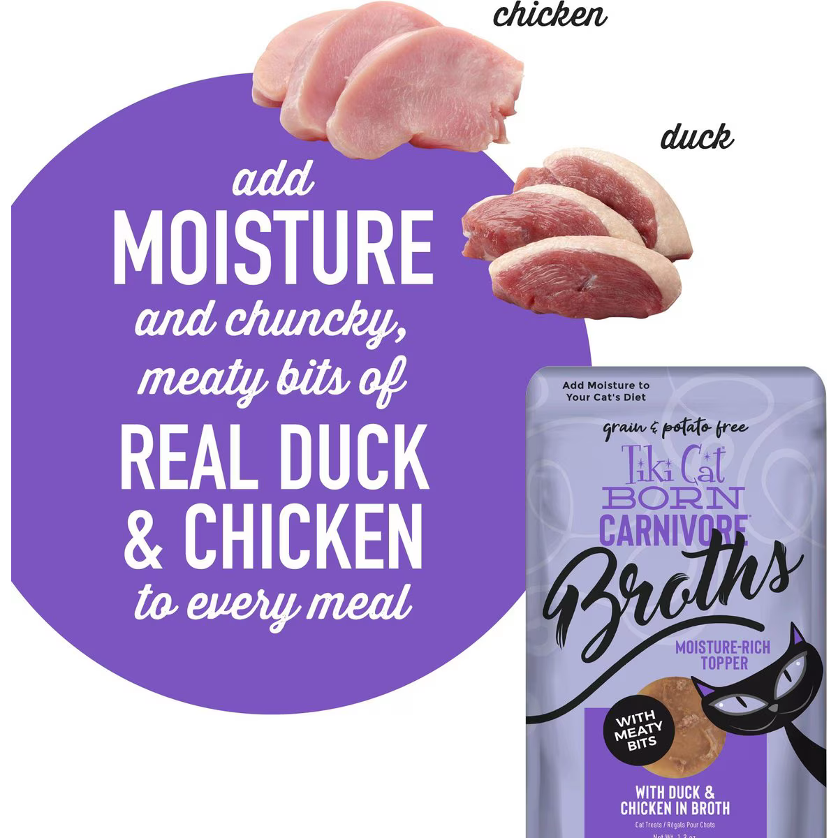 Tiki Cat Pouch Broths Grain Free Duck & Chicken