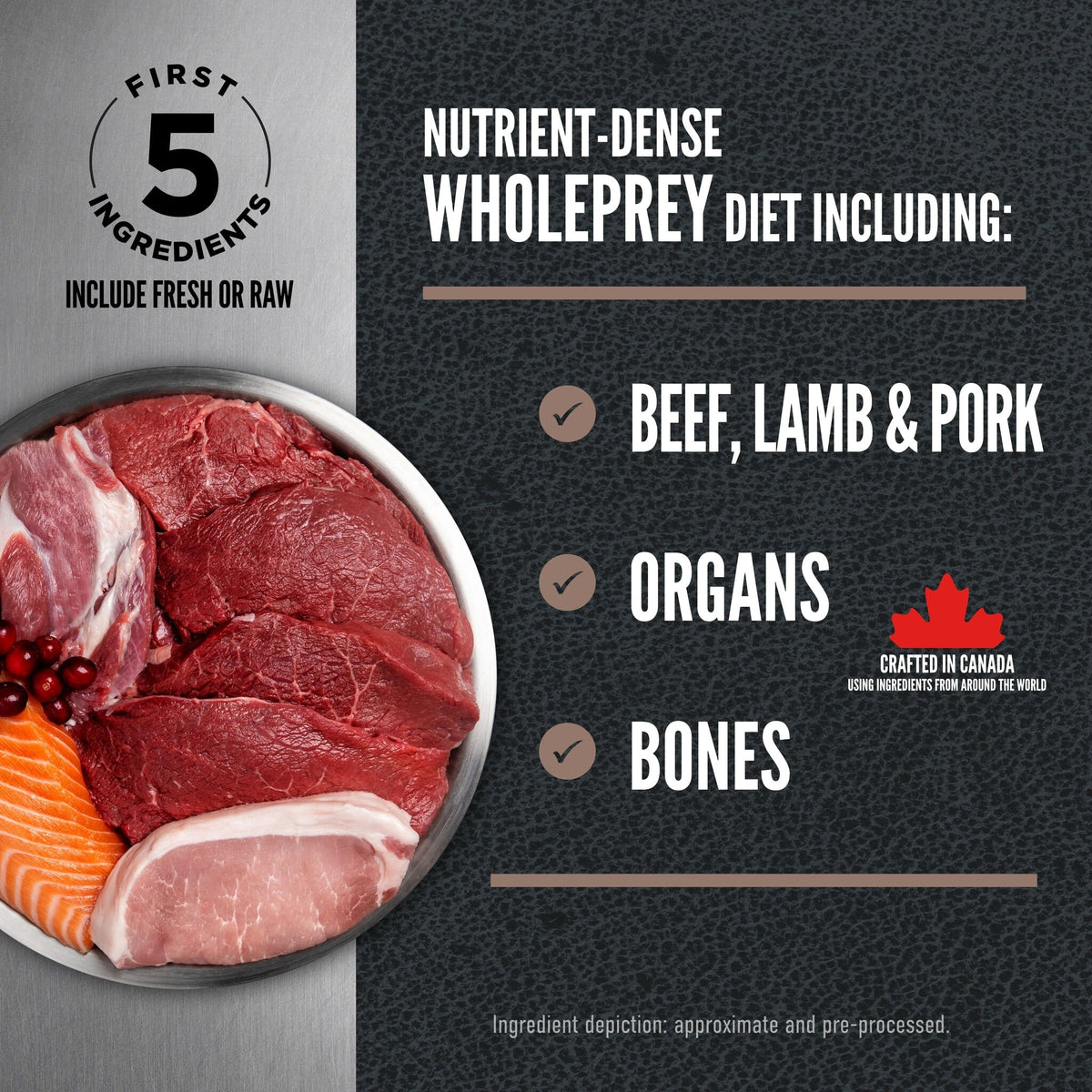 Orijen Wild Reserve Farm-Raised Beef & Lamb Recipe Dry Dog Food - First five ingredients fresh or raw WholePrey diet - Orijen - PetMax Canada