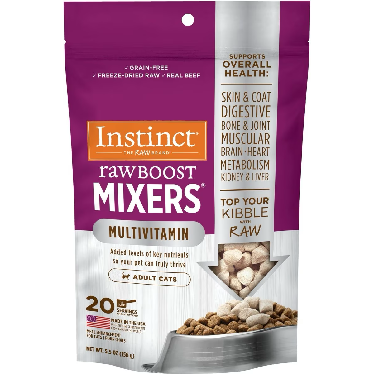 Instinct Boost Mixers Multivitamin Grain-Free Freeze-Dried Raw Adult Cat Food Topper Cat Food | PetMax Canada