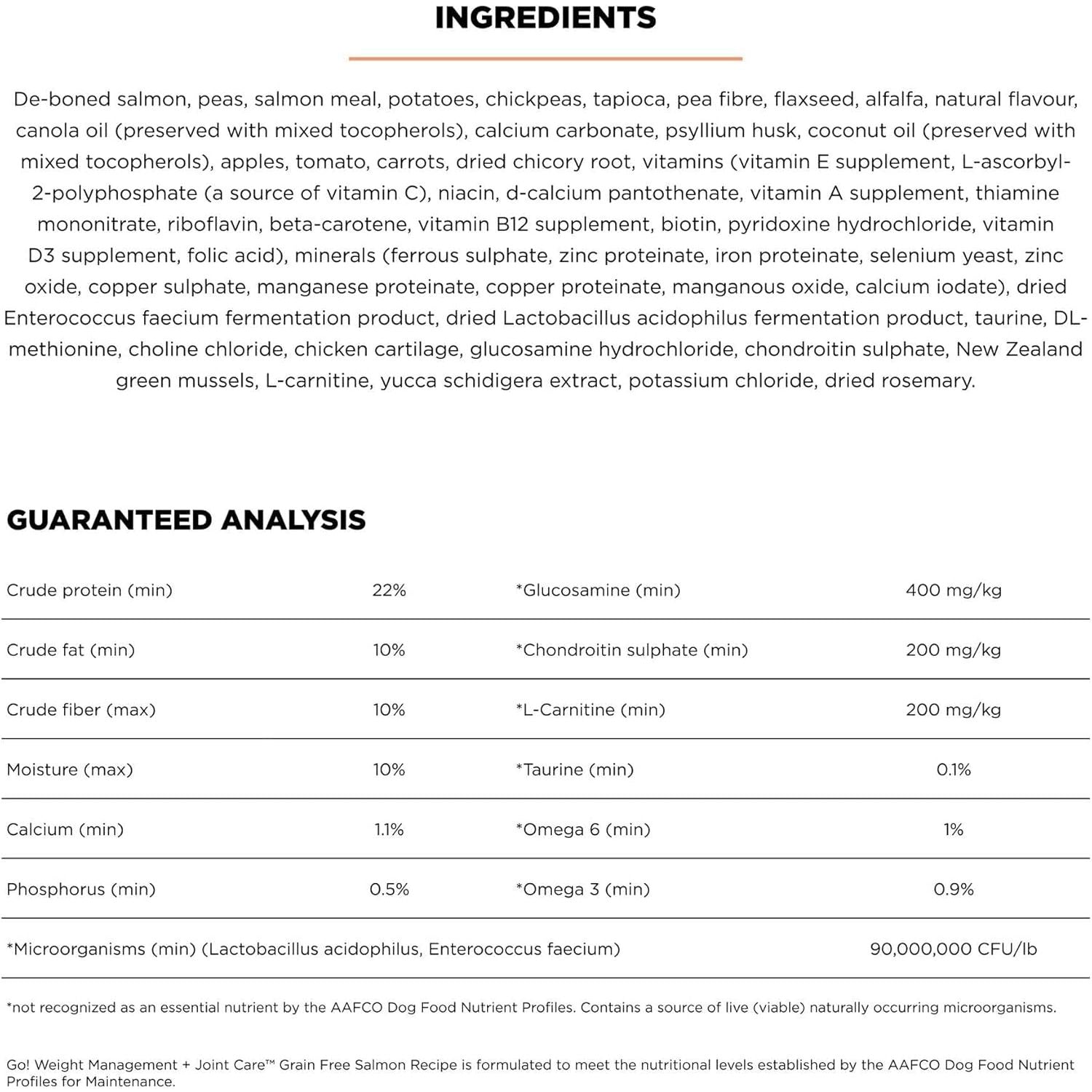 Go! Weight Management + Joint Care Grain-Free Salmon Recipe for dogs