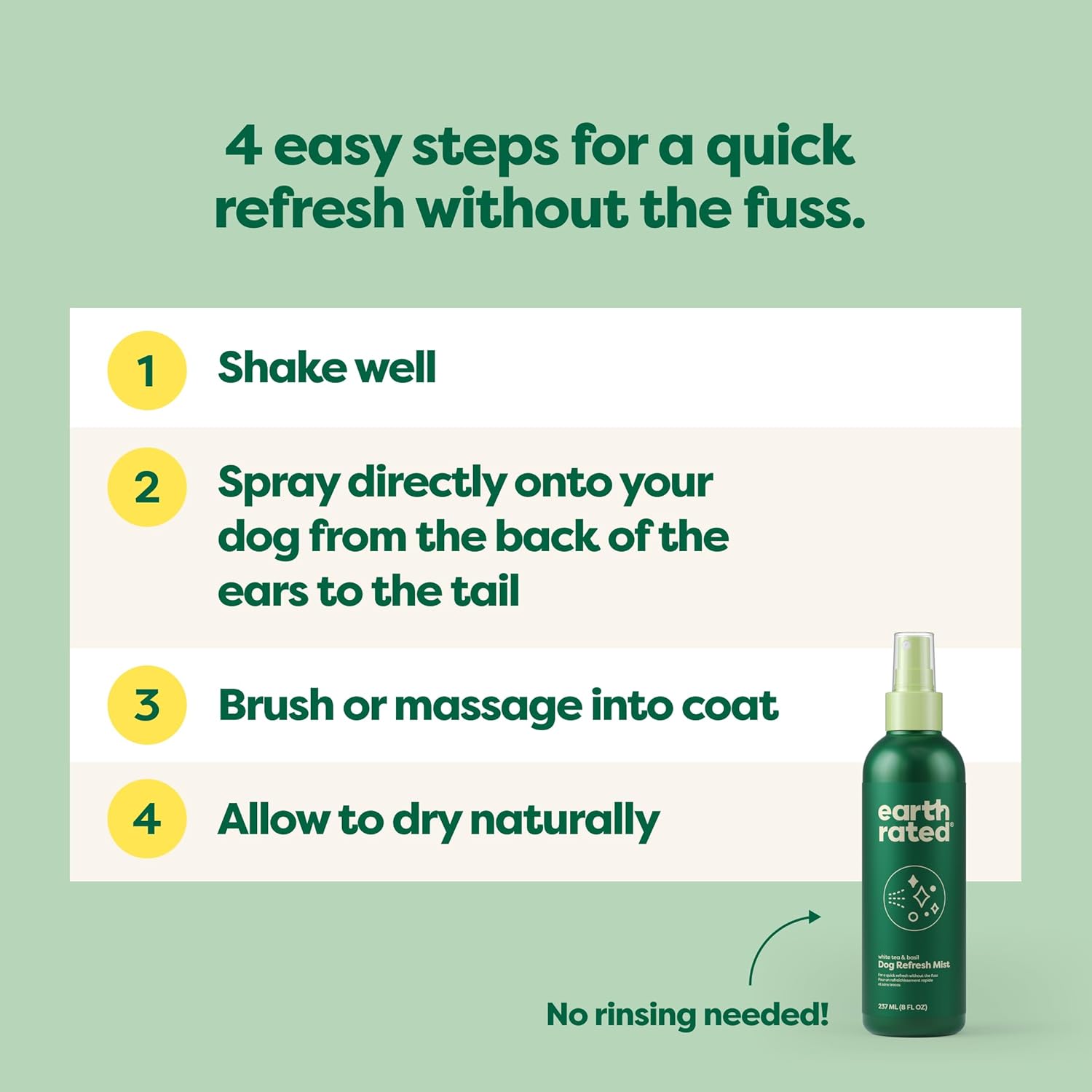 Earth Rated Deodorizing & Odor-Eliminating Spray for Dogs & Puppies White Tea & Basil Scent