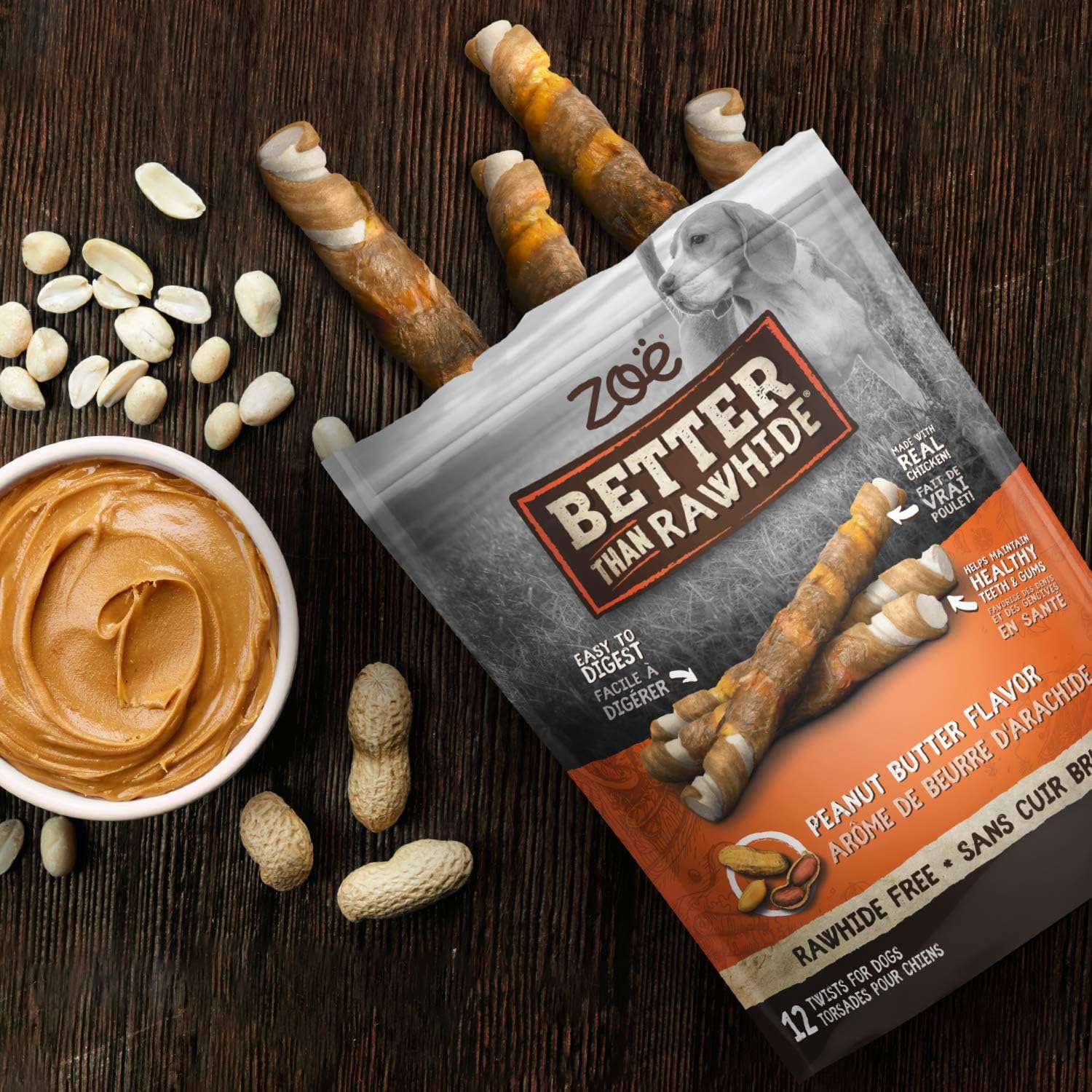 Zoe Better Than Rawhide Peanut Butter Twists Dog Treats