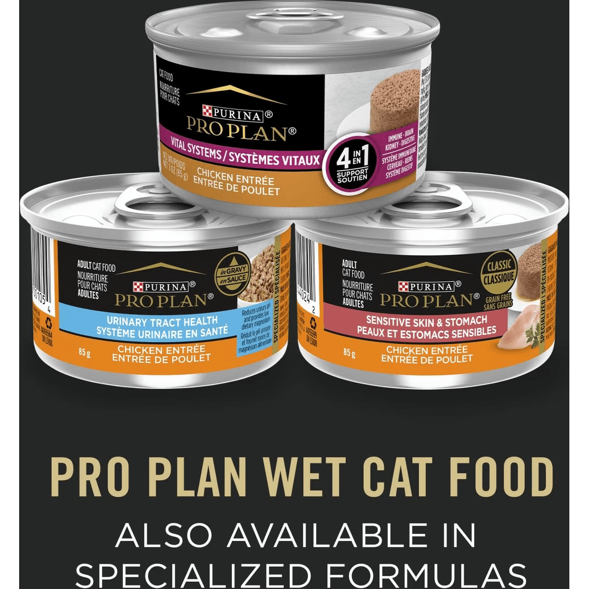 Purina Pro Plan Complete Essentials Favourites Tuna Entree, Salmon & Rice Entree, Chicken & Rice Entree Variety Pack Wet Cat Food - 12 Pack: 85g - Canned Cat Food - Purina Pro Plan - PetMax Canada