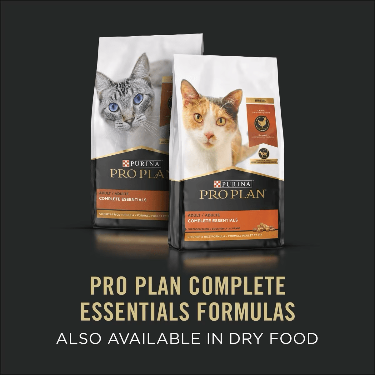 Purina Pro Plan Complete Essentials Favourites Tuna Entree, Salmon & Rice Entree, Chicken & Rice Entree Variety Pack Wet Cat Food - 12 Pack: 85g - Canned Cat Food - Purina Pro Plan - PetMax Canada