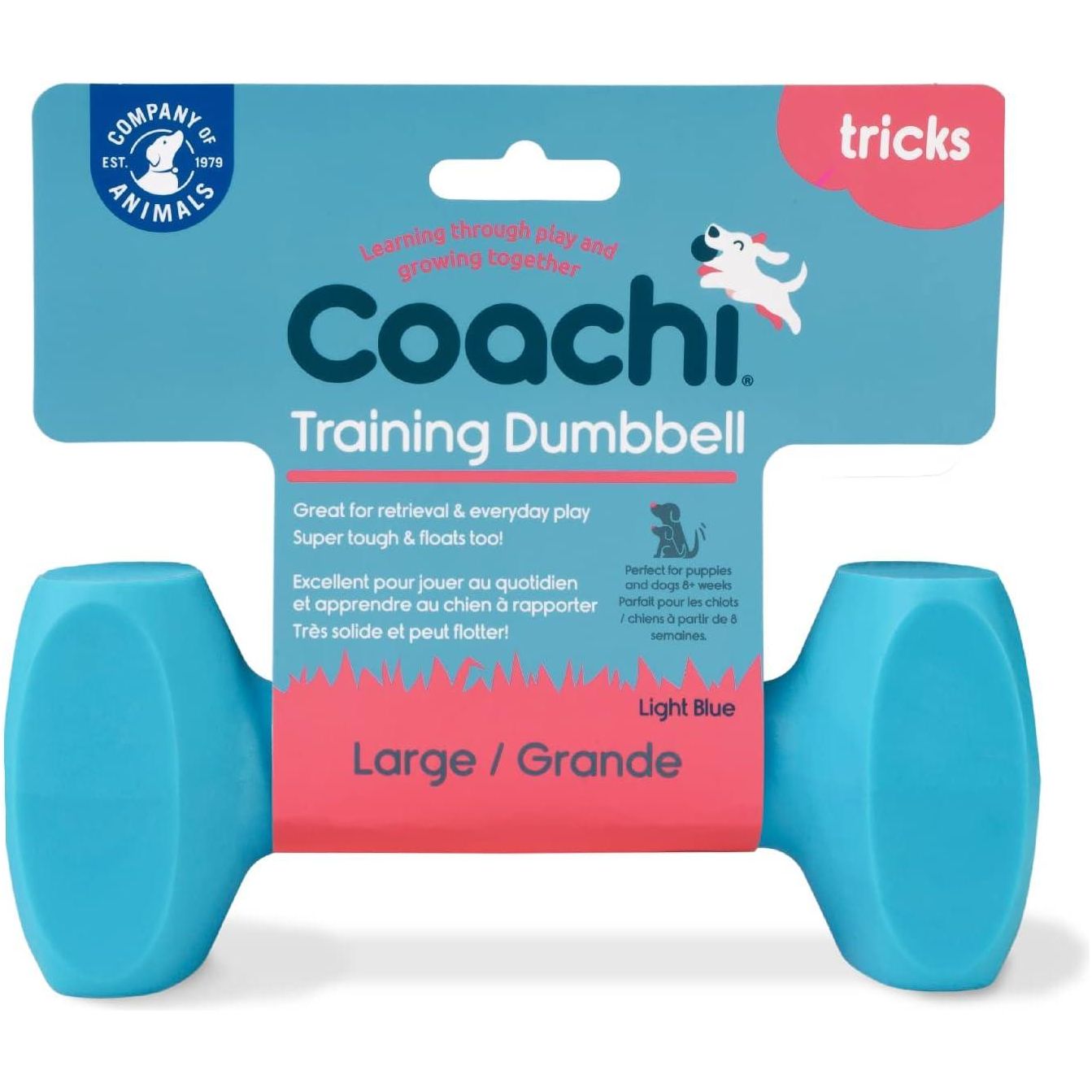 Coachi Training Dumbbell - Large (7.5"): Light Blue - Training Products - COACHI - PetMax Canada