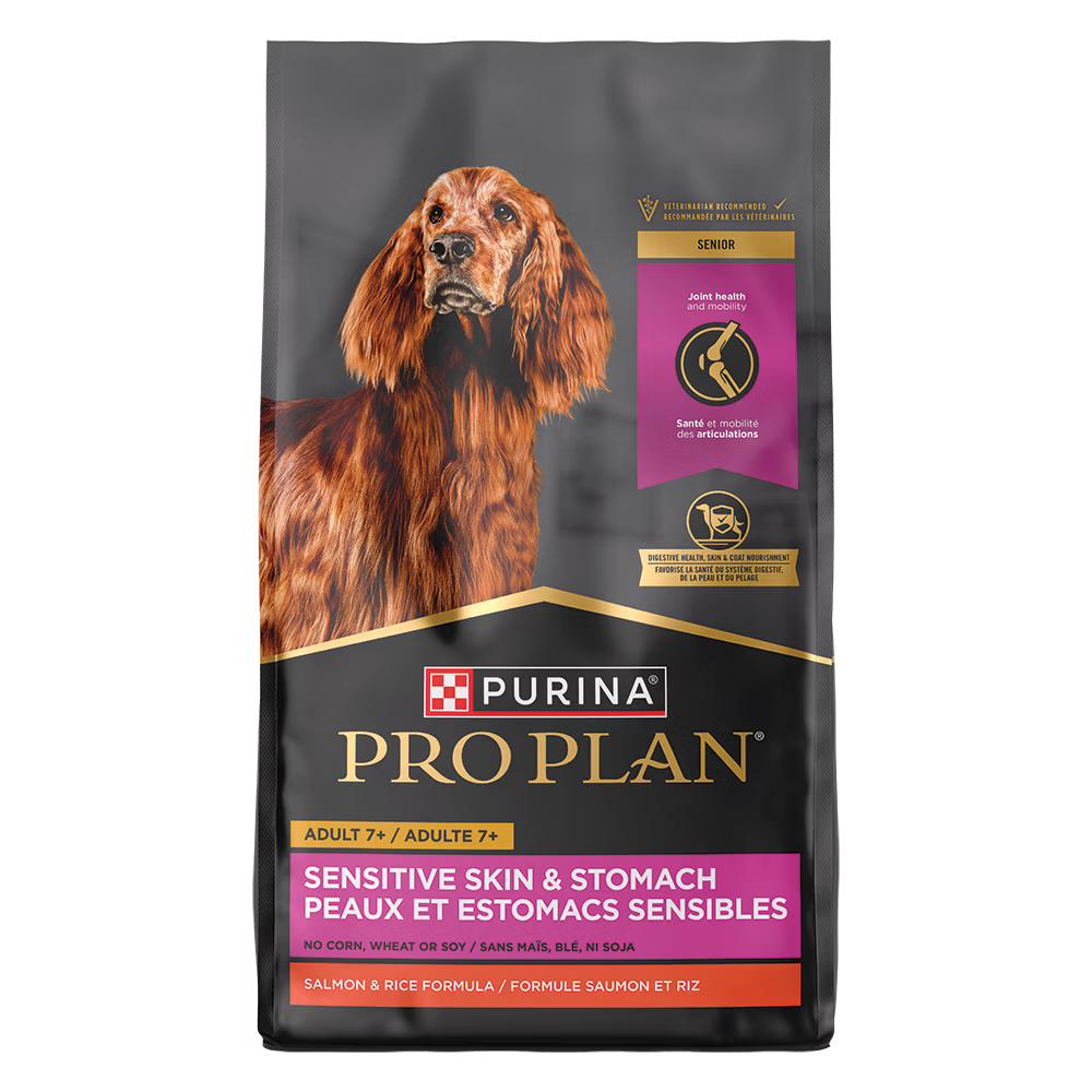 Purina Pro Plan Sensitive Skin & Stomach 7+ Formule saumon et riz Nourriture sèche pour chiens