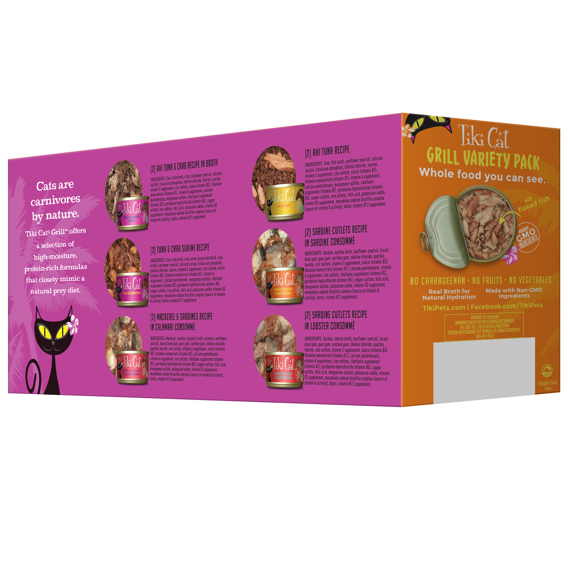 Tiki Cat Grill Variety Pack Wet Cat Food - Back of Pack Nutrition Info - Tiki Cat - PetMax Canada