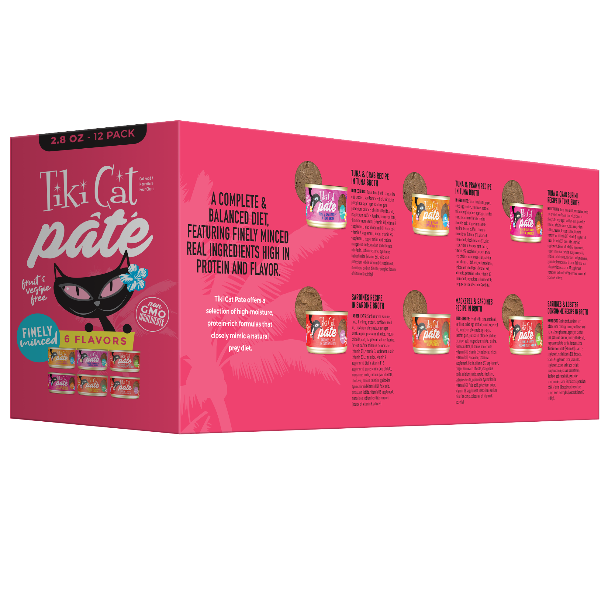 Tiki Cat Grill Pâté Variety Pack Wet Cat Food - Back of Pack Nutrition Info - Tiki Cat - PetMax Canada