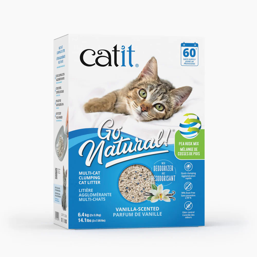 Catit Go Natural Pea Husk Multi-Cat Clumping Litter Vanilla Scented