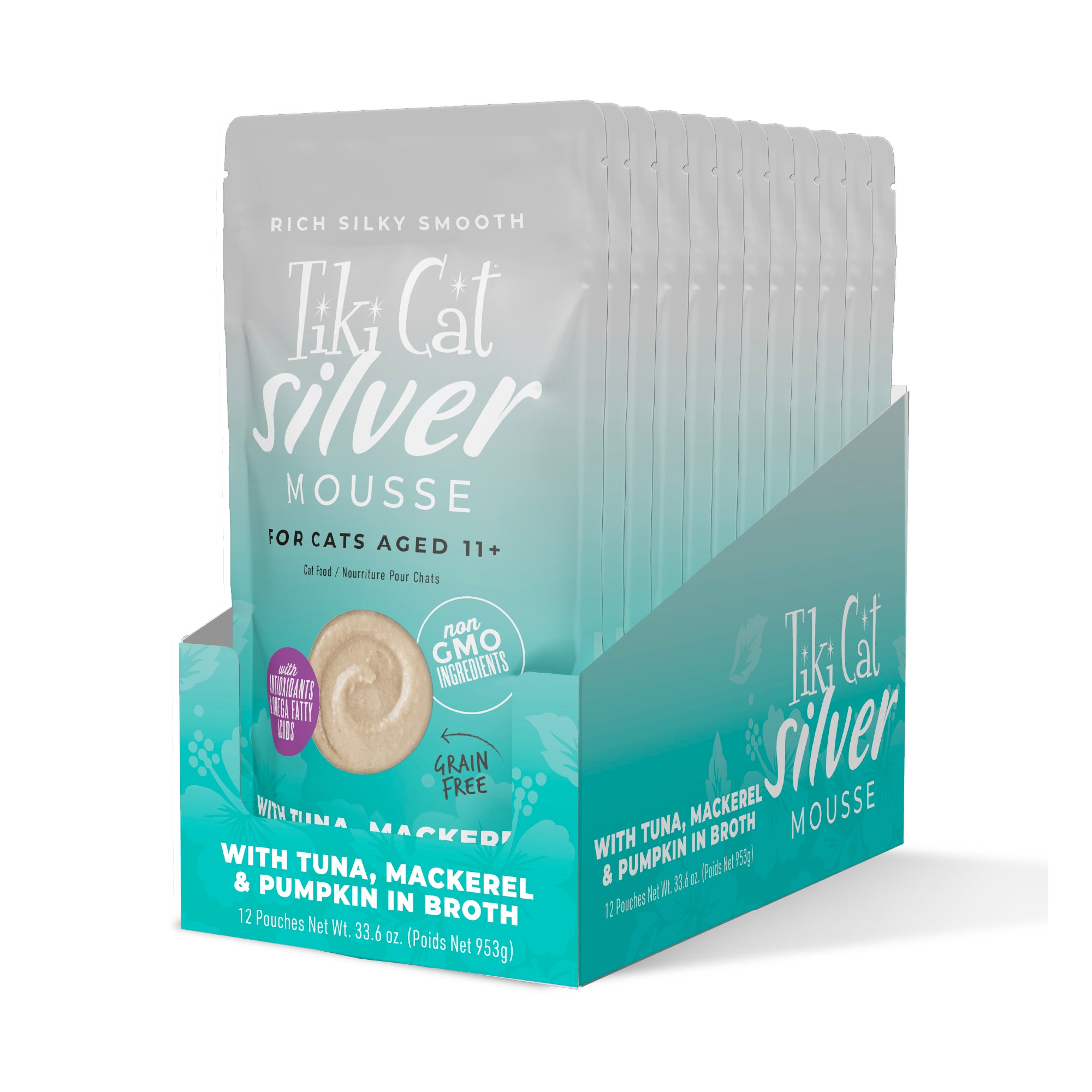 Tiki Cat Silver Mousse with Tuna, Mackerel & Pumpkin in Broth Wet Cat Food - Case of 12 - Tiki Cat - PetMax Canada