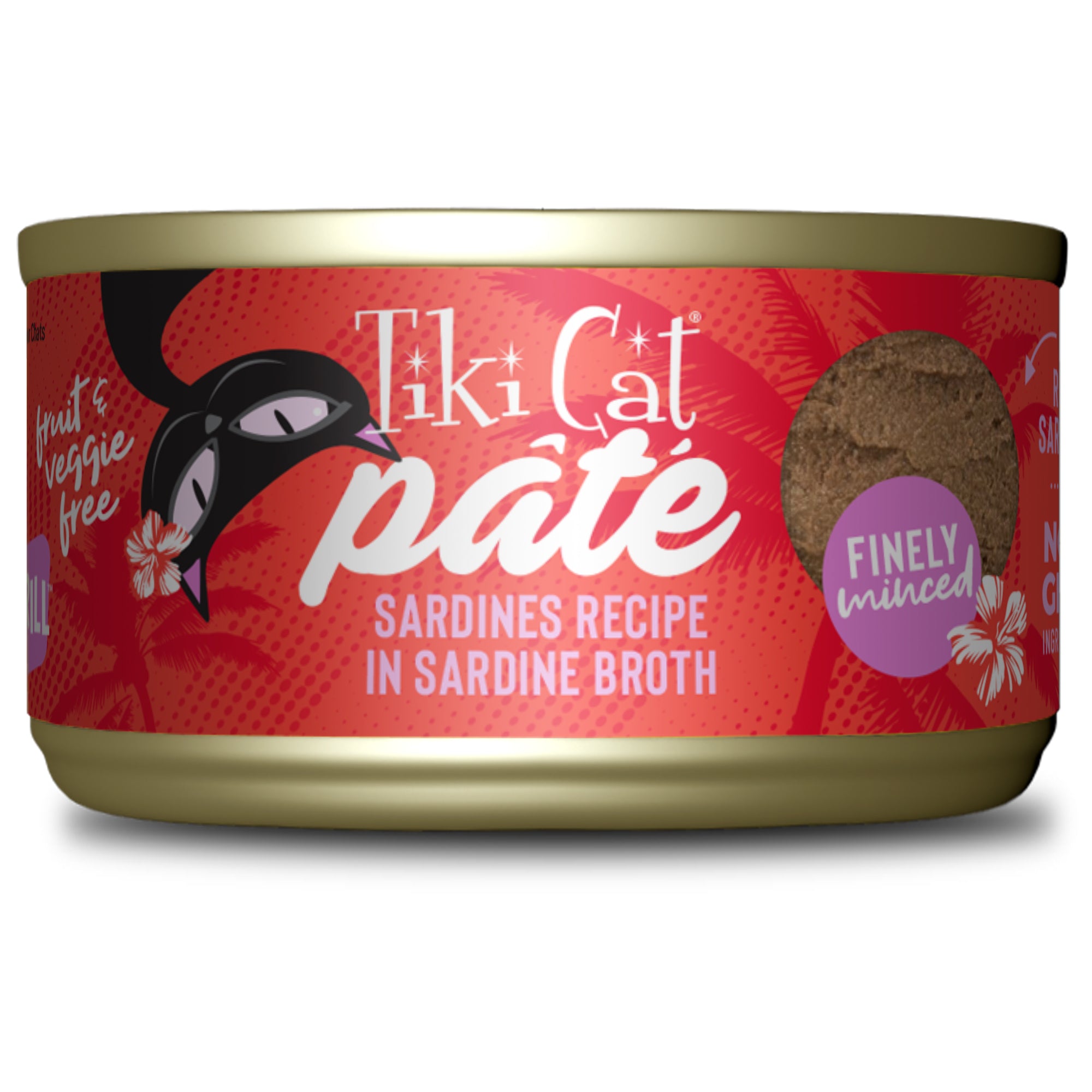 Tiki Cat Grill Pâté Sardines Recipe in Sardine Broth Wet Cat Food - Front of Can - Tiki Cat - PetMax Canada