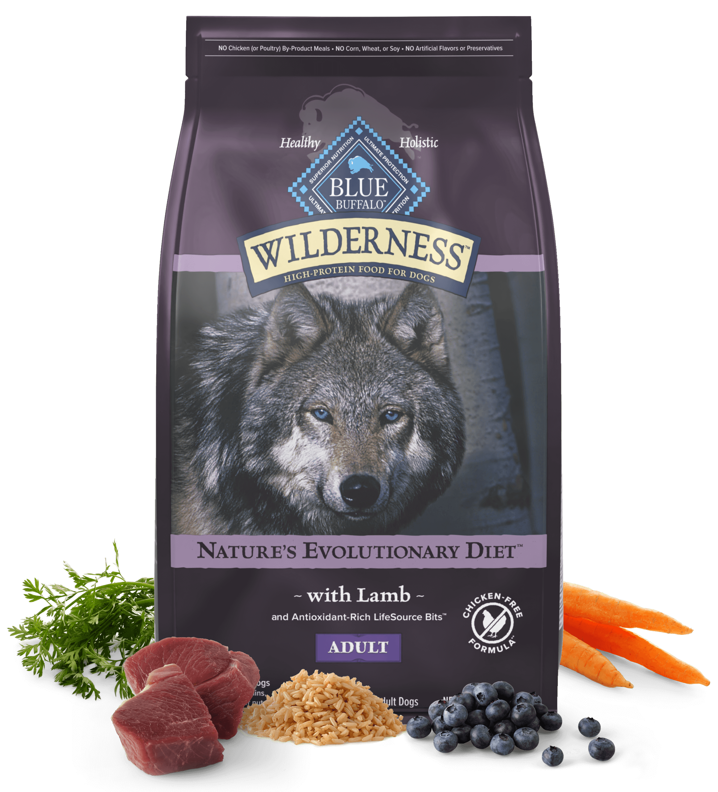 Blue Buffalo Wilderness Adult Chicken-Free Lamb Recipe Dry Dog Food - Dog Food - Blue Buffalo - PetMax Canada