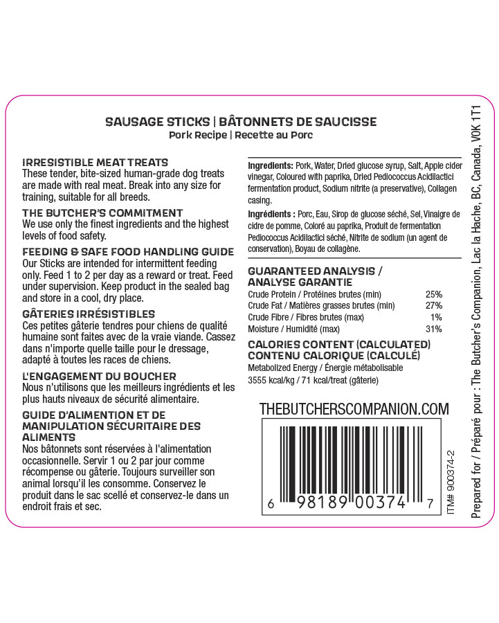 The Butchers Companion Pork Sausage Sticks 5"