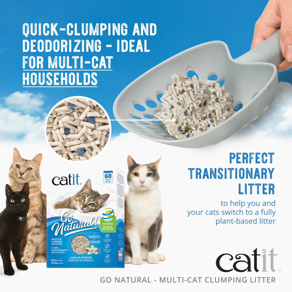 Catit Go Natural Pea Husk Multi-Cat Clumping Litter Vanilla Scented
