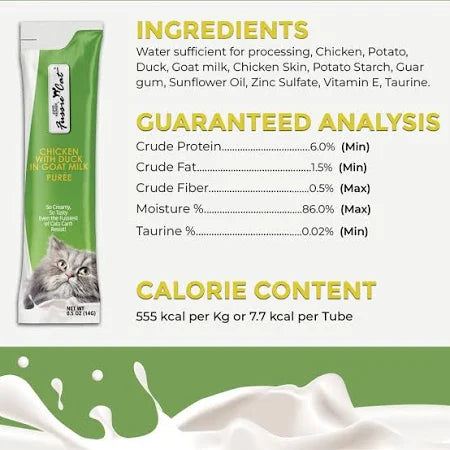 Fussie Cat Puree Tubes Chicken with Duck in Goats Milk