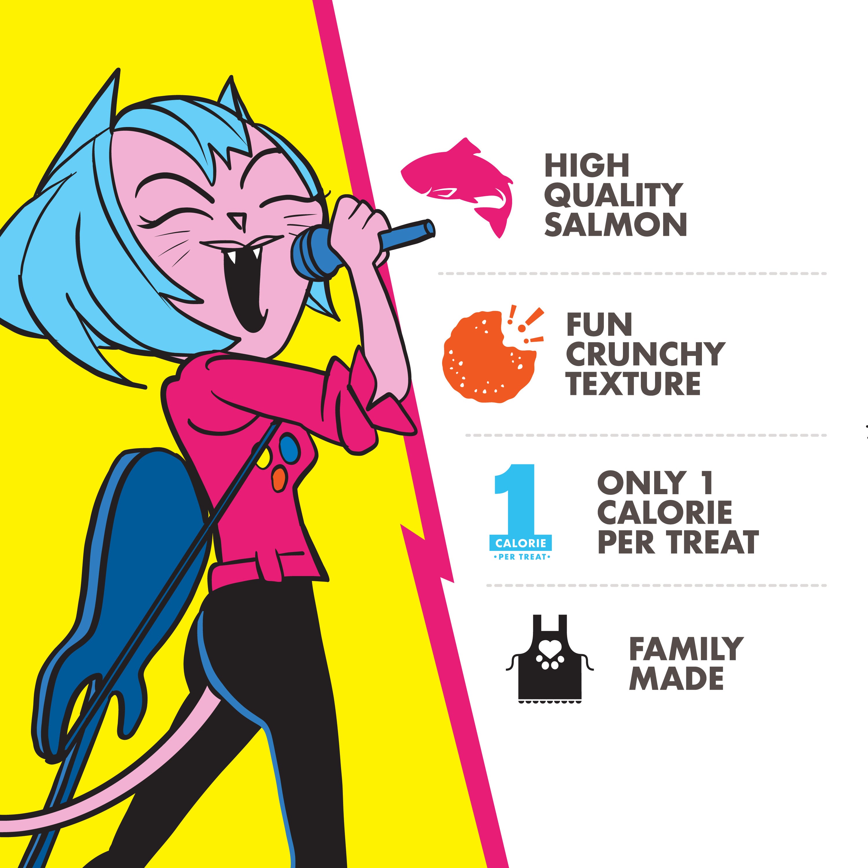Fromm Purr-Snackitty Crunch Screamin' Salmon Cat Treats - 85g - features - Fromm - PetMax Canada