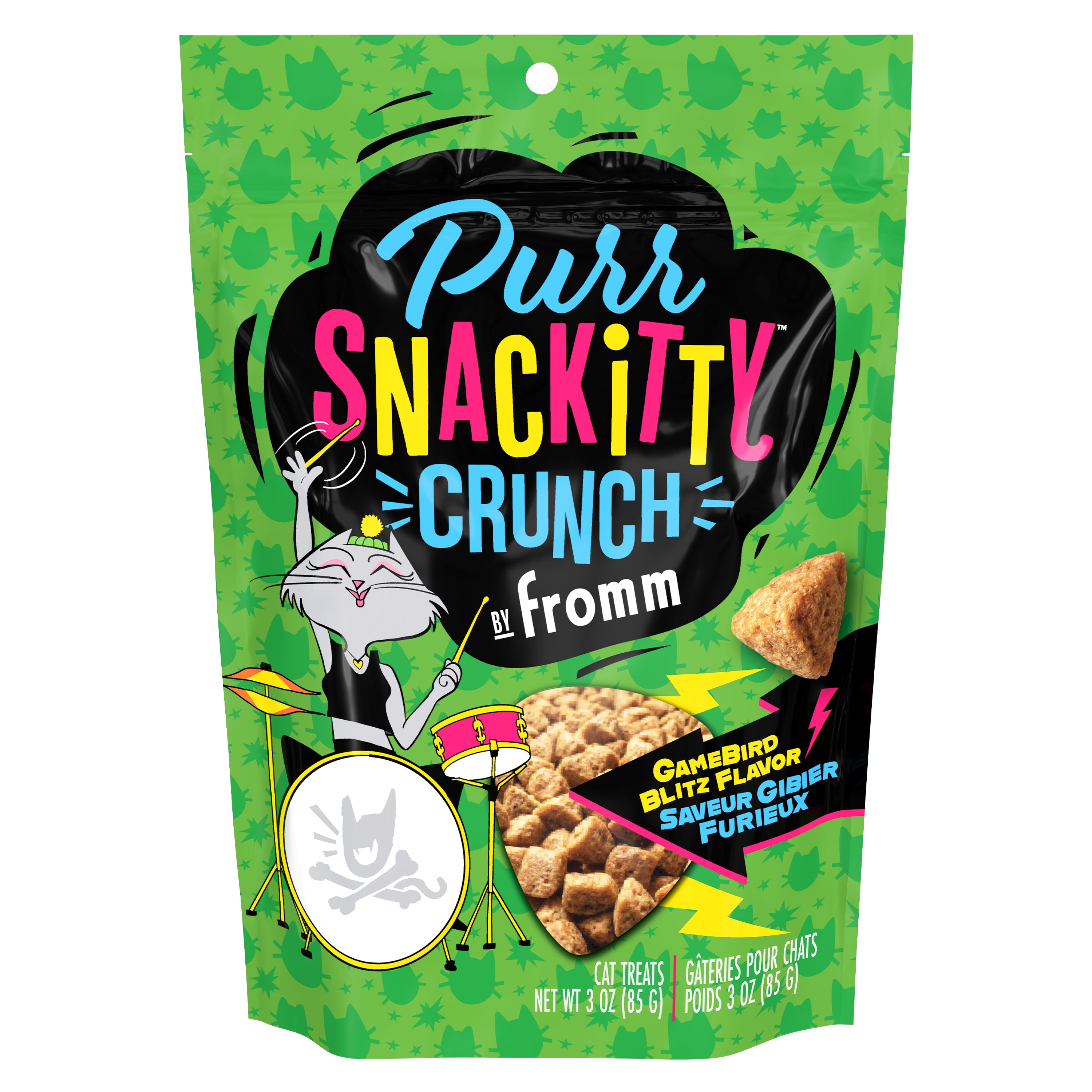 Fromm Purr-Snackitty Crunch Gamebird Blitz Cat Treats - 85g - front - Fromm - PetMax Canada
