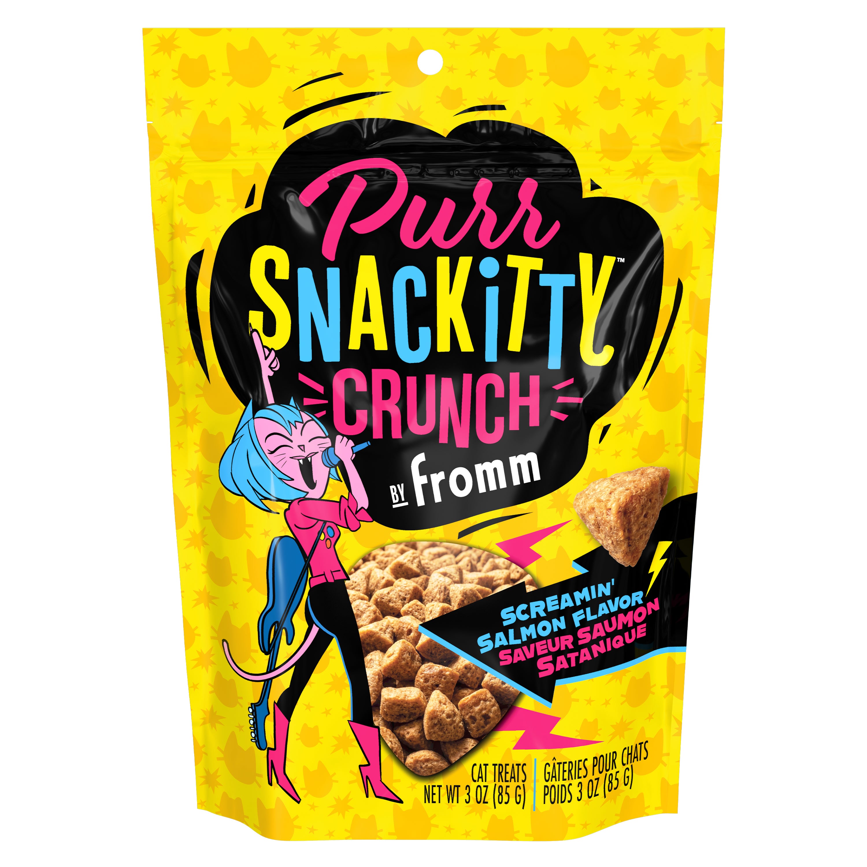 Fromm Purr-Snackitty Crunch Screamin' Salmon Cat Treats - 85g - front - Fromm - PetMax Canada