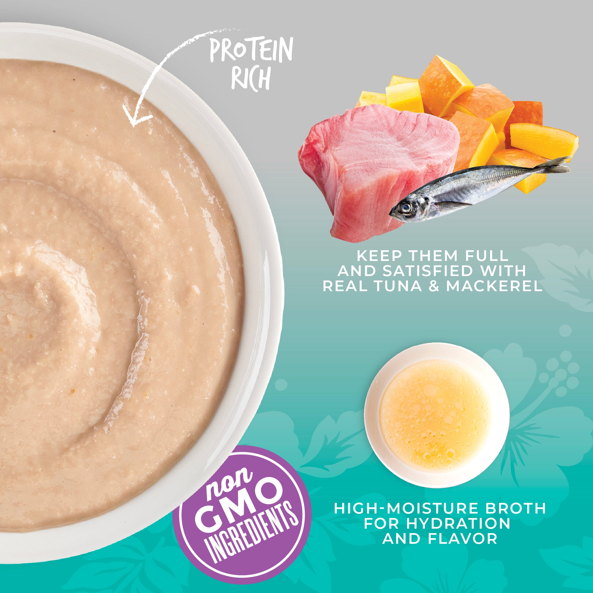 Tiki Cat Silver Mousse with Tuna, Mackerel & Pumpkin in Broth Wet Cat Food - Product Highlights 3 - Tiki Cat - PetMax Canada