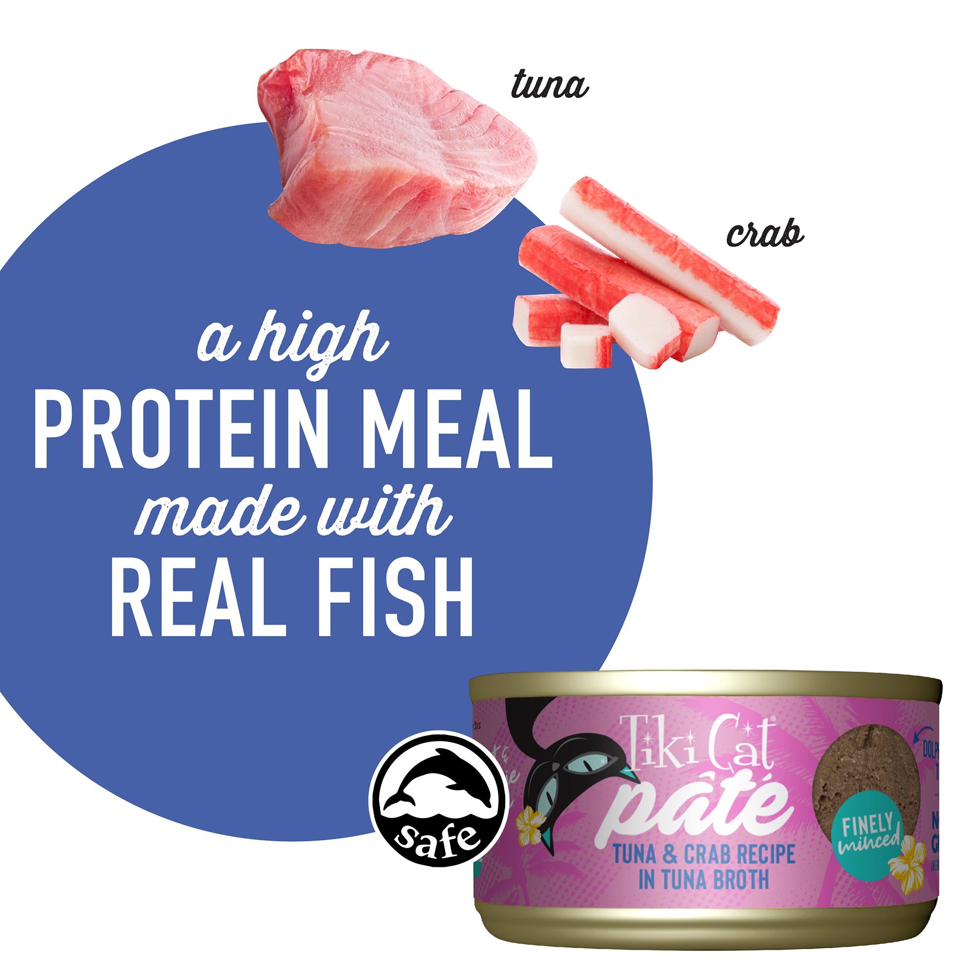 Tiki Cat Grill Pâté Tuna & Crab Recipe in Tuna Broth Wet Cat Food - Product Highlights 3 - Tiki Cat - PetMax Canada