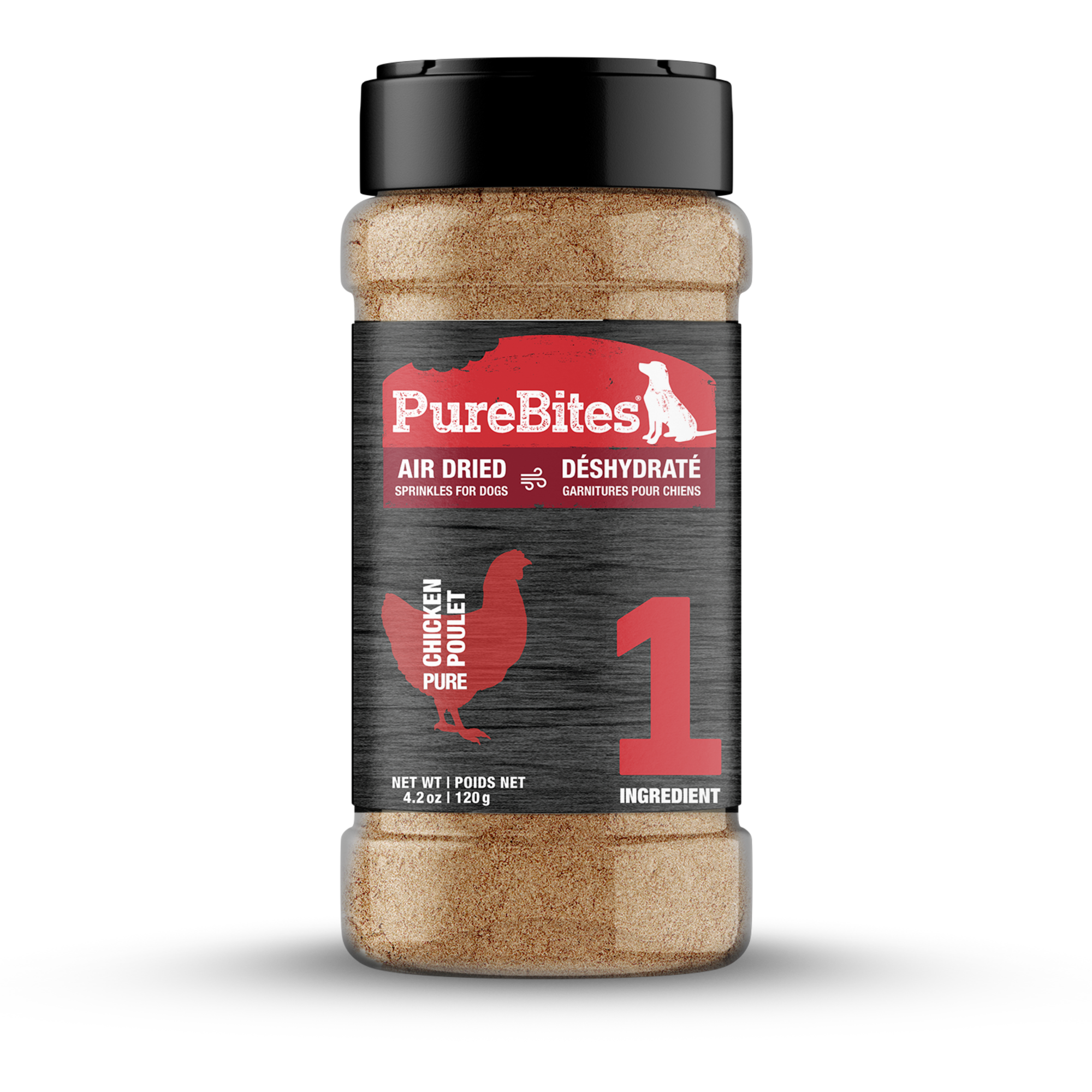 Pure Bites Air Dried Sprinkles Chicken Flavour Topper For Dogs - front of package - Dog Treats - PureBites - PetMax Canada