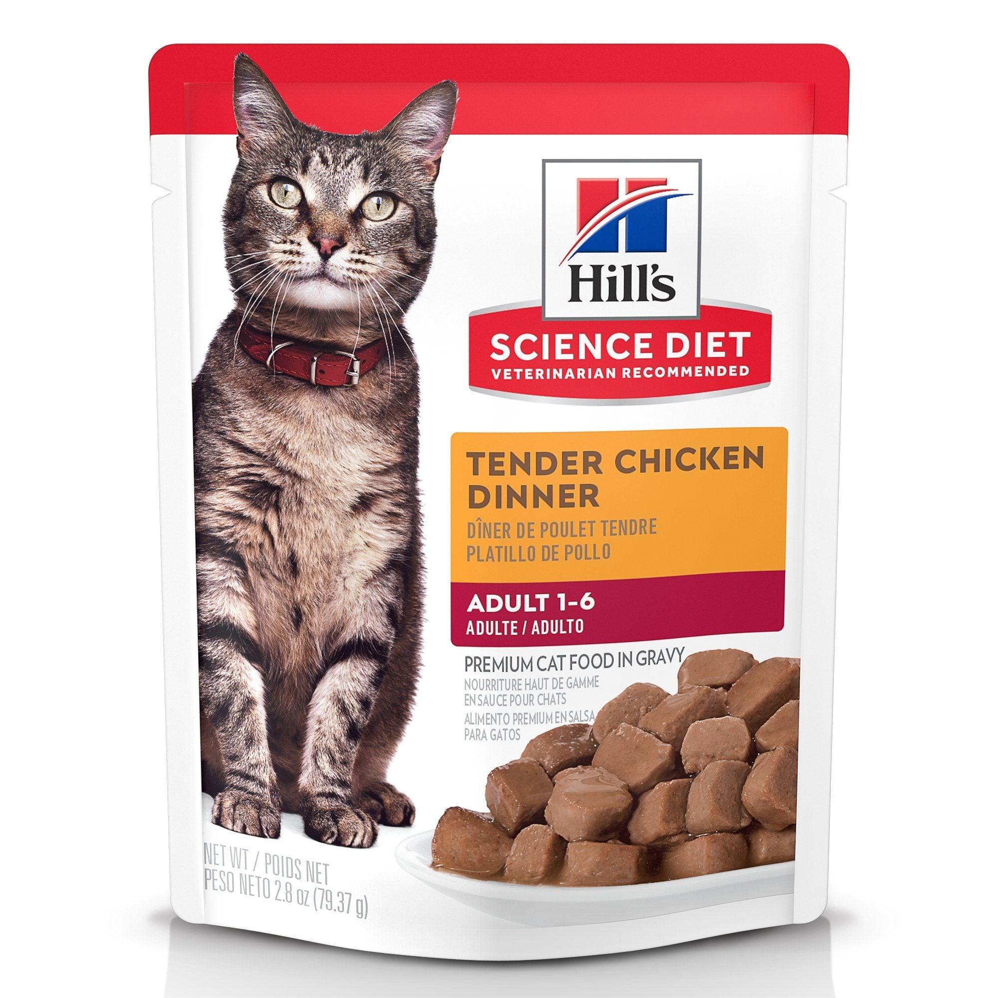 Hill's Science Diet Adult Wet Cat Food, Chicken, 79g pouch - 79g - Canned Cat Food - Hill's Science Diet - PetMax Canada
