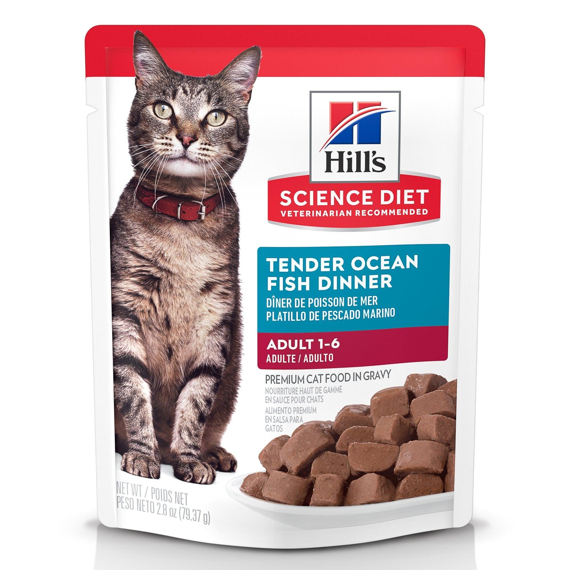 Hill's Science Diet Adult Wet Cat Food, Ocean Fish, 79g pouch - 79g - Canned Cat Food - Hill's Science Diet - PetMax Canada
