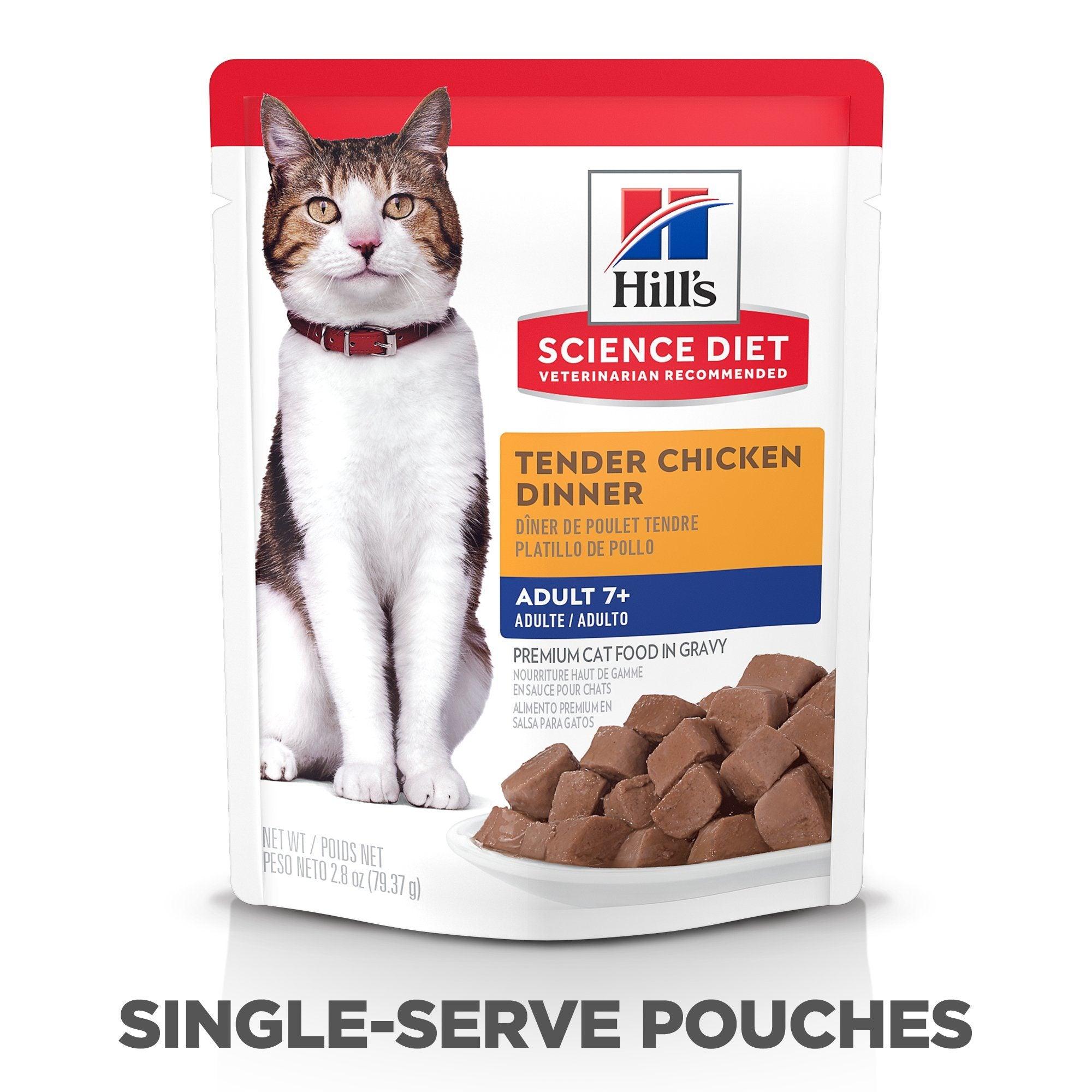 Hill's Science Diet Senior 7+ Wet Cat Food, Chicken, 79g pouch - 79g - Canned Cat Food - Hill's Science Diet - PetMax Canada