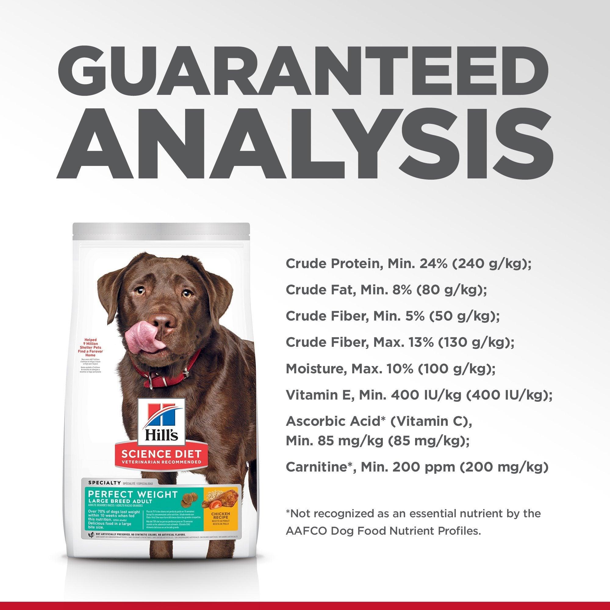 Hill's Science Diet Adult Perfect Weight Large Breed Dry Dog Food, Chicken Recipe - 11.3 Kg - Dog Food - Hill's Science Diet - PetMax Canada