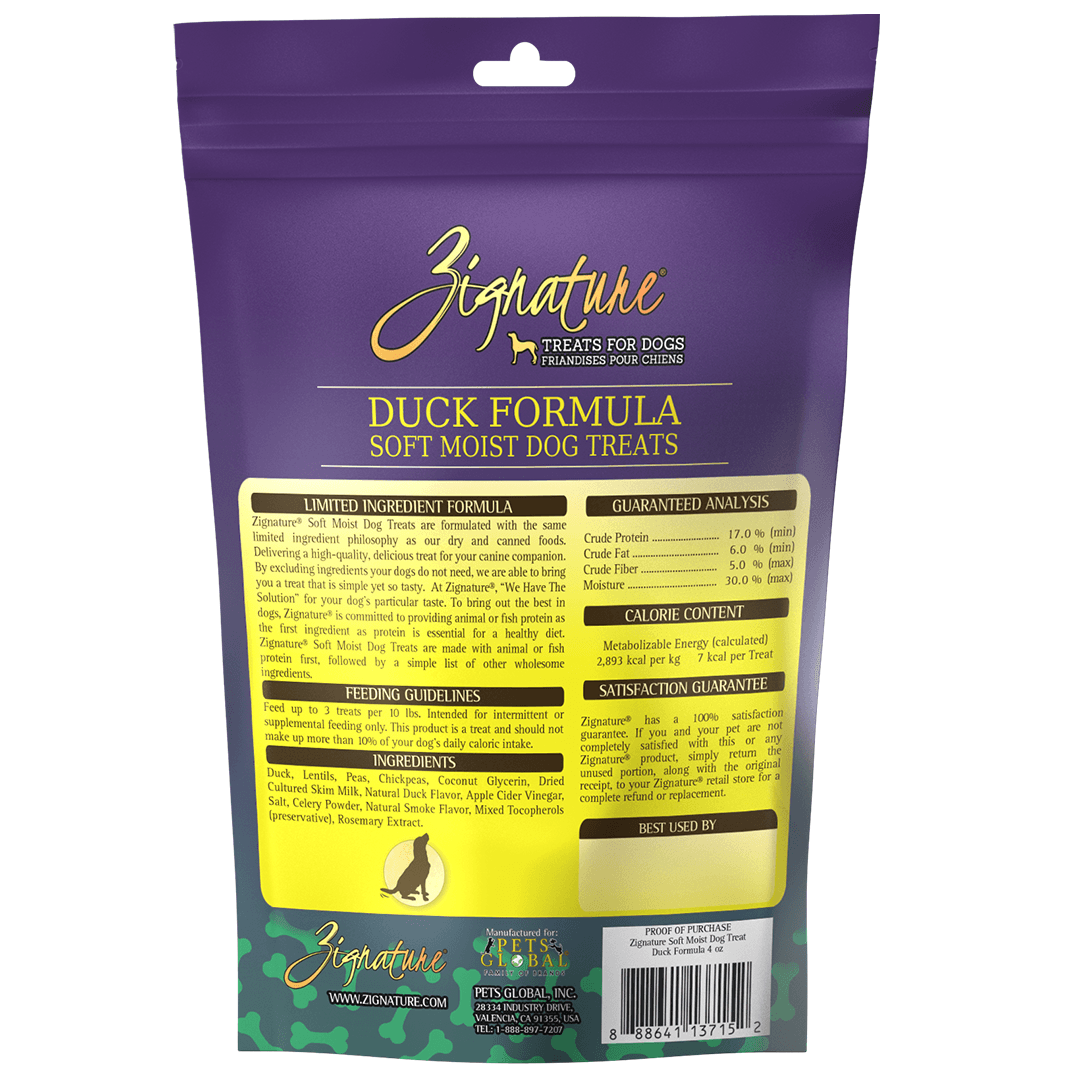 Zignature Duck Formula Soft Moist Treats for Dogs - 113g - Dog Treats - Zignature Pet Food - PetMax Canada