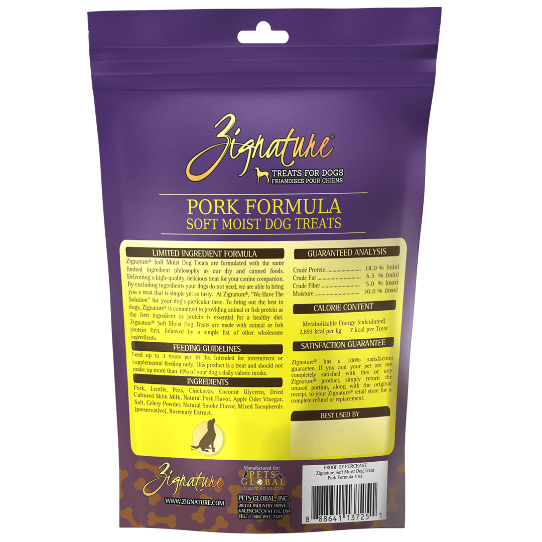 Zignature Pork Formula Soft Moist Treats for Dogs - 113g - Dog Treats - Zignature Pet Food - PetMax Canada