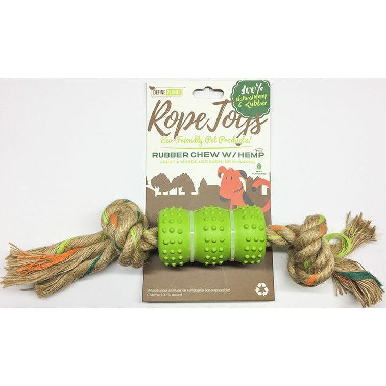 Define Planet Dog Rubber Toy With Hemp Rope - Small - Dog Toys - Define Planet - PetMax Canada