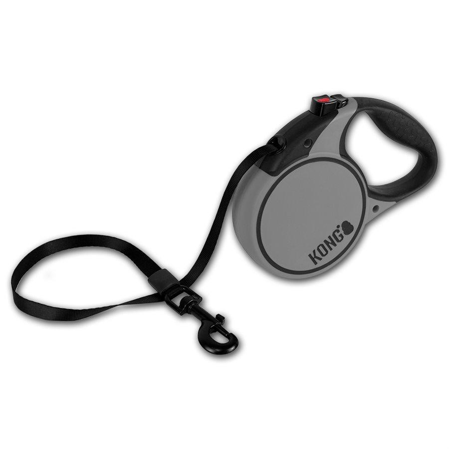 Kong Retractable Tape Leash Terrain Grey - Medium - 5 Metres - Leashes - Kong - PetMax Canada