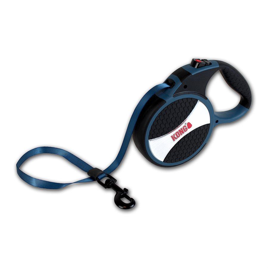 Kong Retractable Tape Leash Explore Blue - Large - 7.5 Metres - Leashes - Kong - PetMax Canada