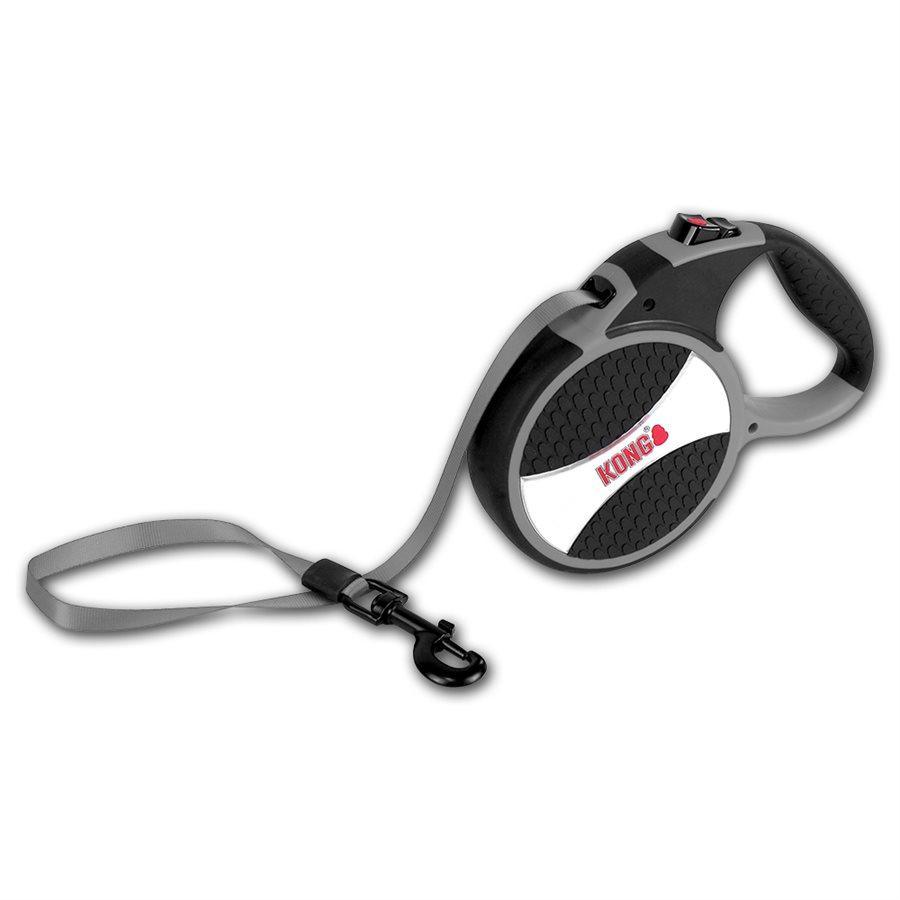 Kong Retractable Tape Leash Explore Grey - Large - 7.5 Metres - Leashes - Kong - PetMax Canada