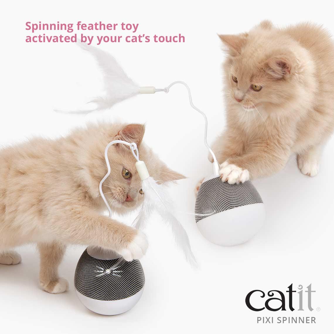 Catit Pixi Spinner Electronic Cat Toy White & Grey - Default Title - Cat Toys - Catit - PetMax Canada