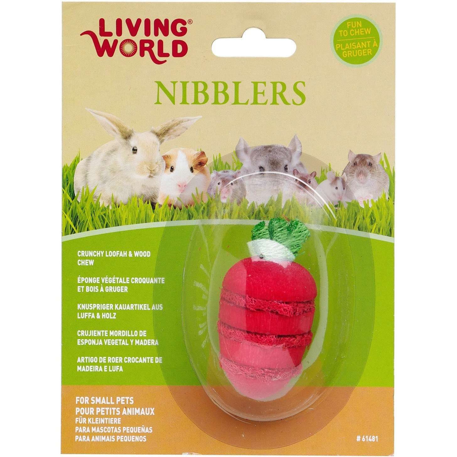 Living World Nibblers Stawberry Loofah & Wood  Small Animal Chew Products  | PetMax Canada