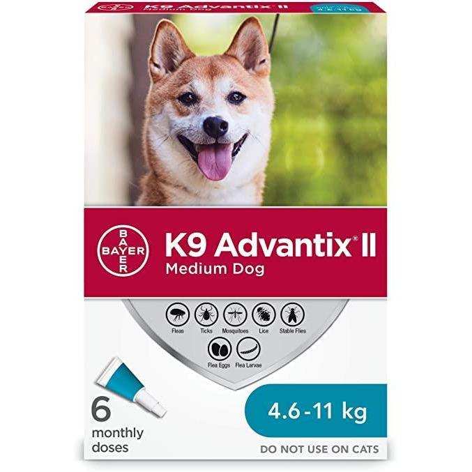 K9 Advantix II Medium Dogs - 4.6Kg - 11Kg / 6 Pack - Flea & Tick Topical Applications - Advantage - PetMax Canada