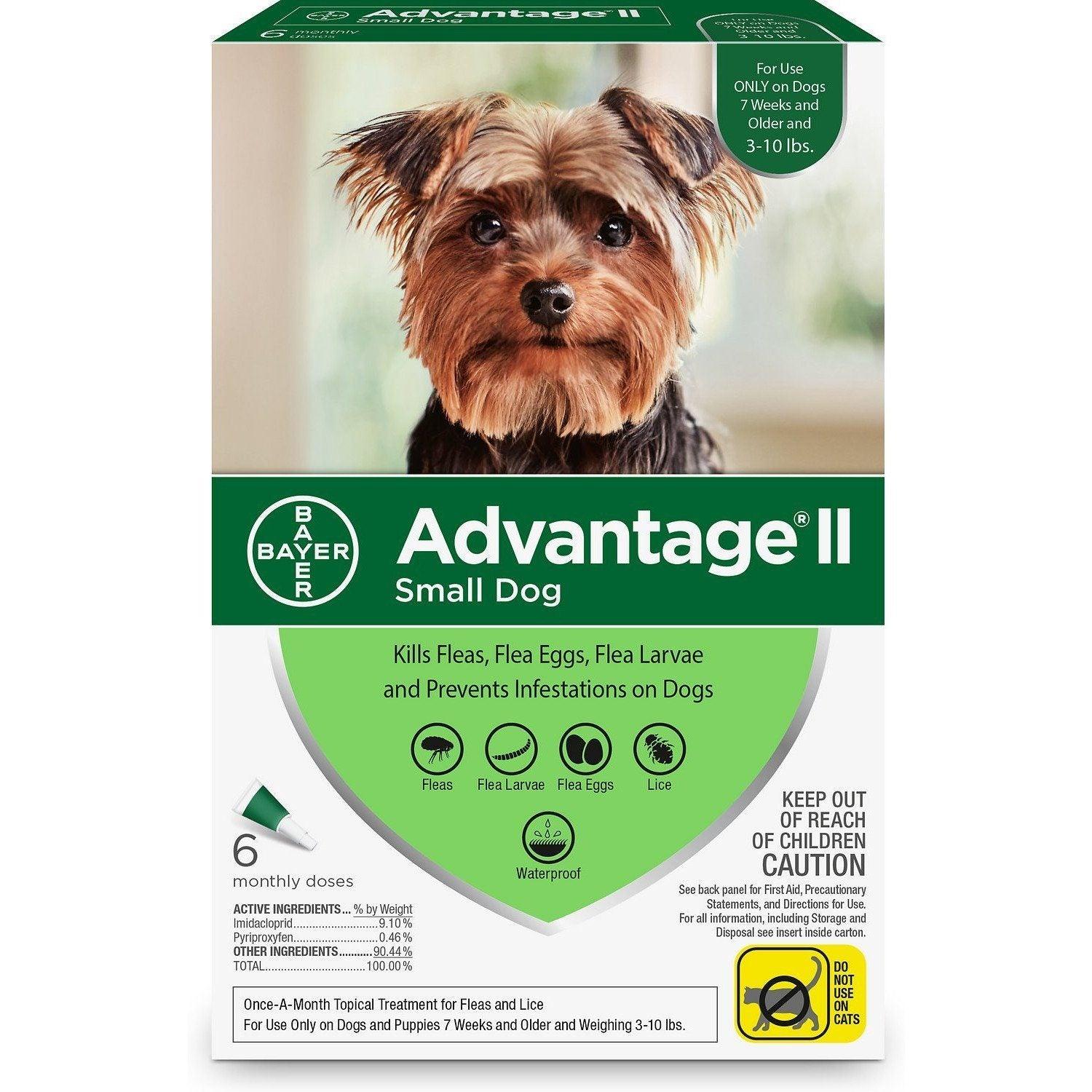 Advantage II For Small Dogs - Under 4.5Kg / 6 Pack - Flea & Tick Topical Applications - Advantage - PetMax Canada