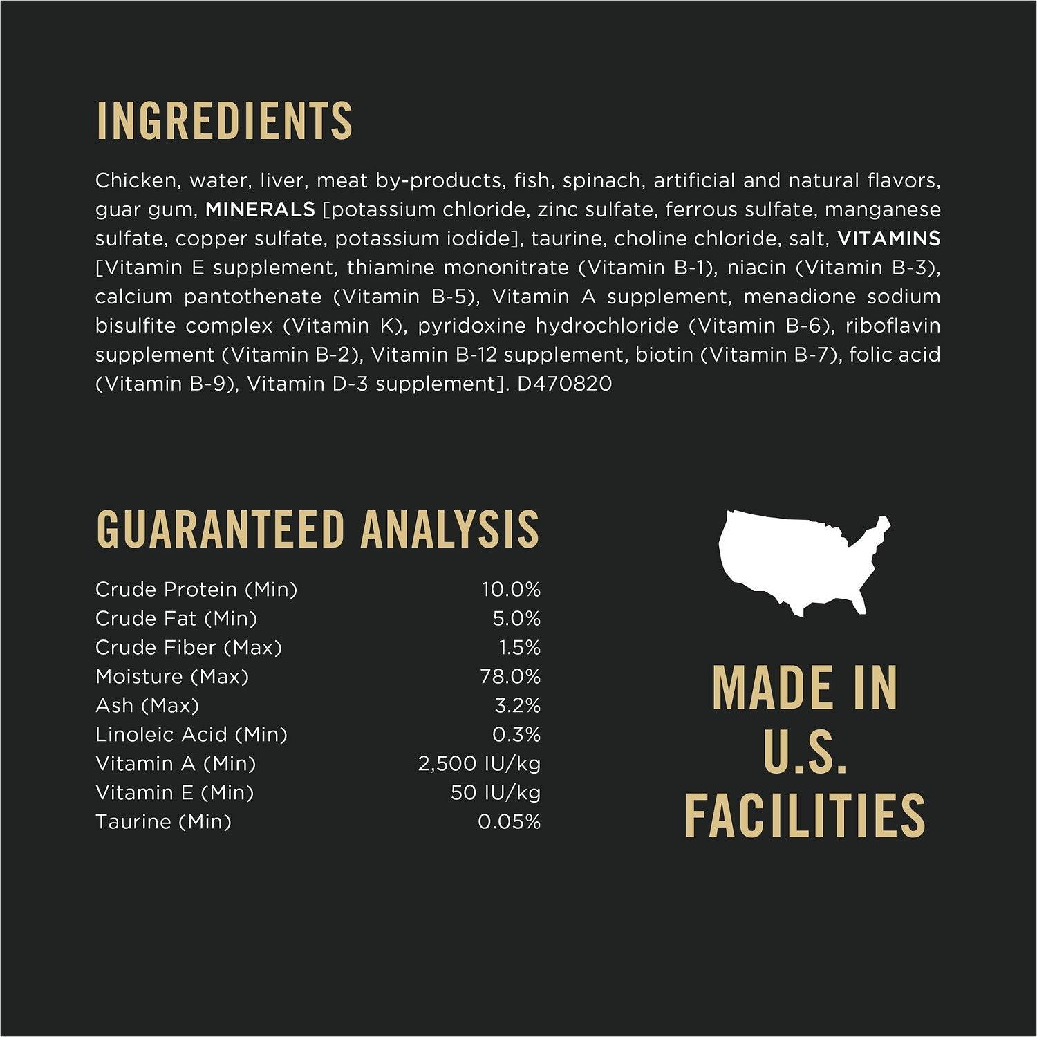 Purina Pro Plan Grain Free Chicken & Spinach Entrée Classic Wet Cat Food - 156g - Canned Cat Food - Purina Pro Plan - PetMax Canada