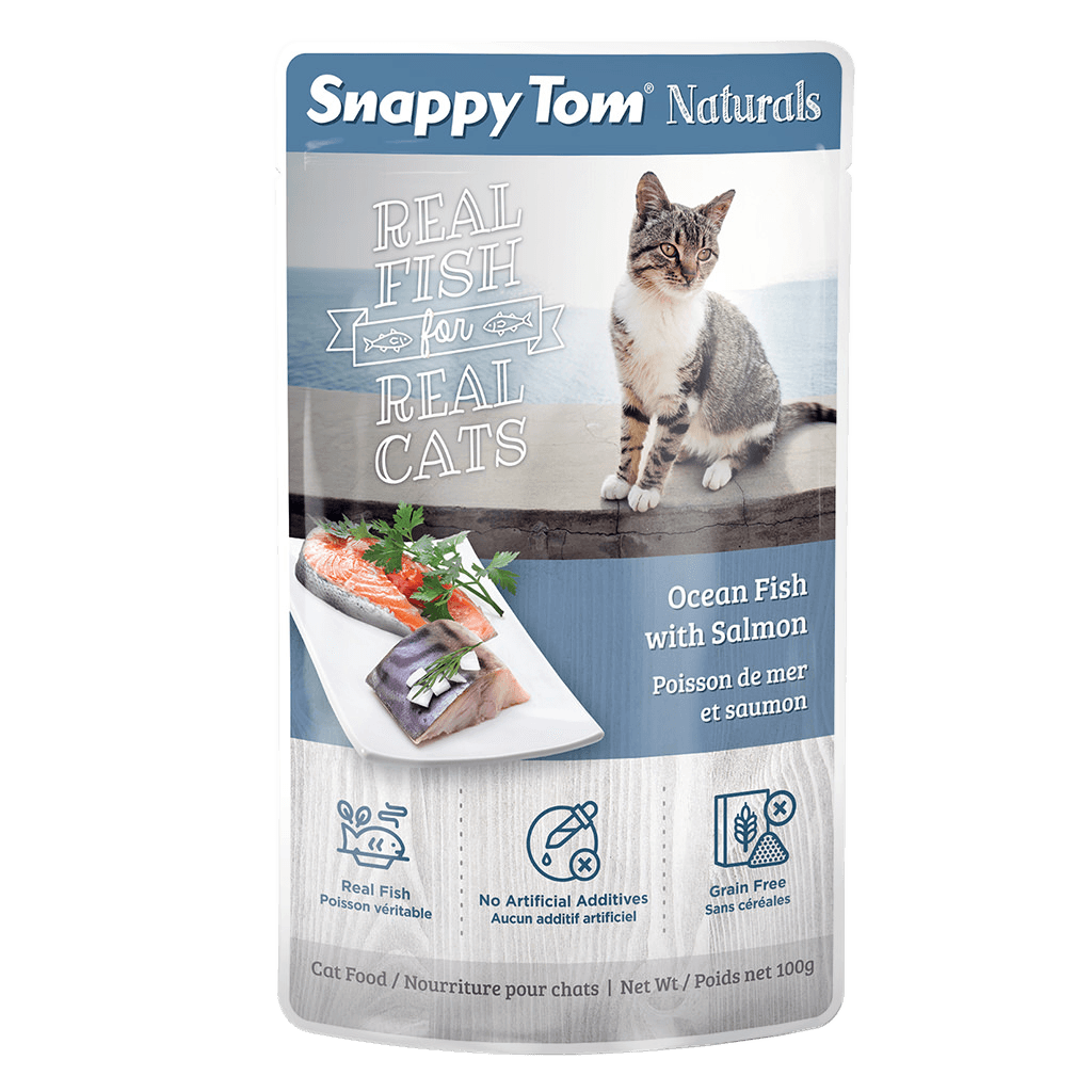 Snappy Tom Wet Cat Food Natural Pouches Ocean Fish Salmon - 100g - Canned Cat Food - Snappy Tom - PetMax Canada
