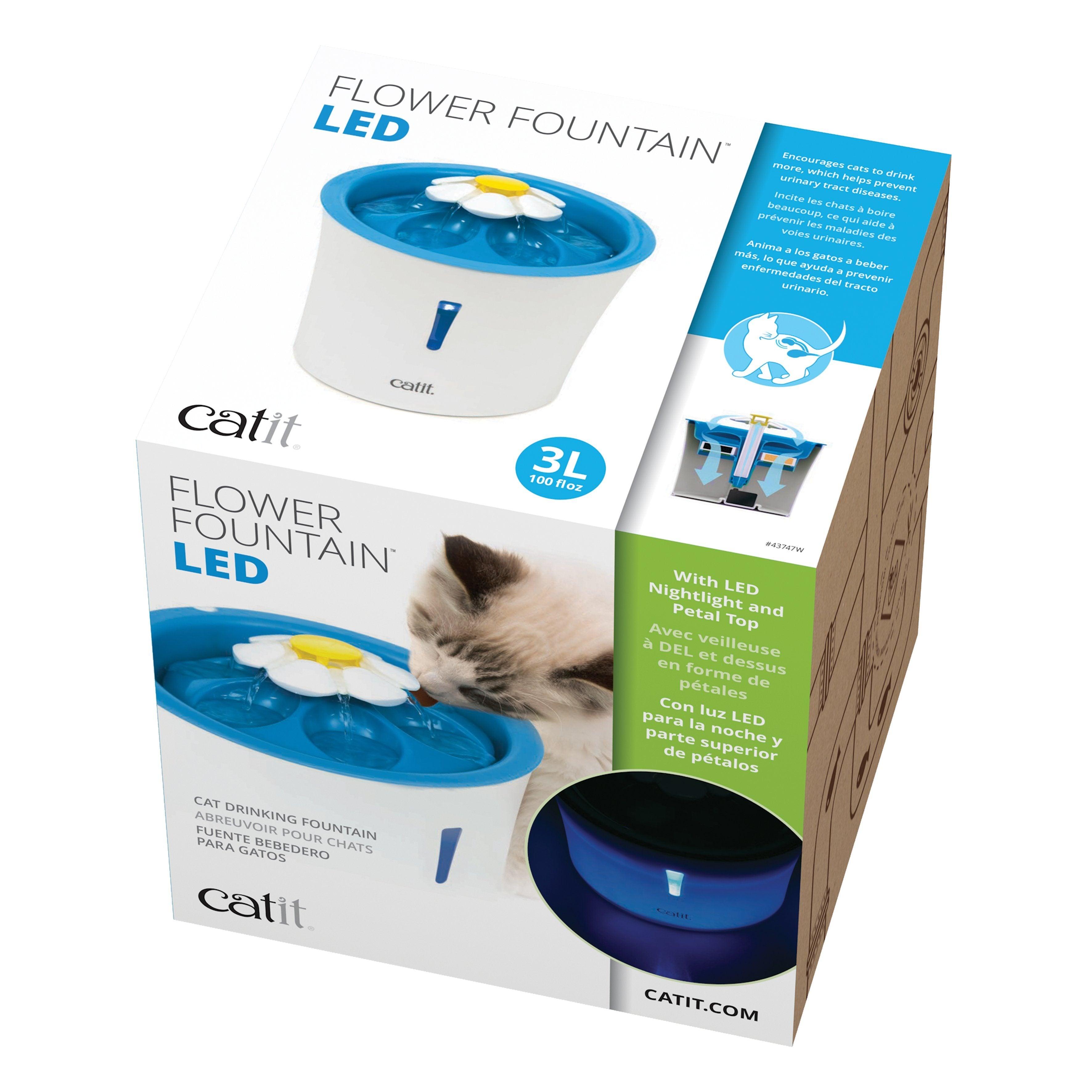 Catit 2.0 Flower Fountain With LED Light - Flower Fountain - Cat Dishes - Catit - PetMax Canada