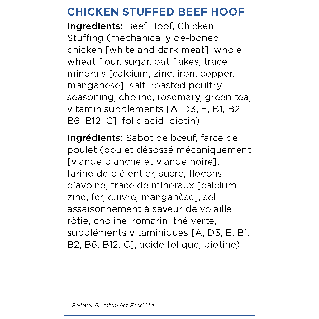Rollover Stuffed Hoof Chicken - Chicken - Natural Chews - Rollover - PetMax Canada