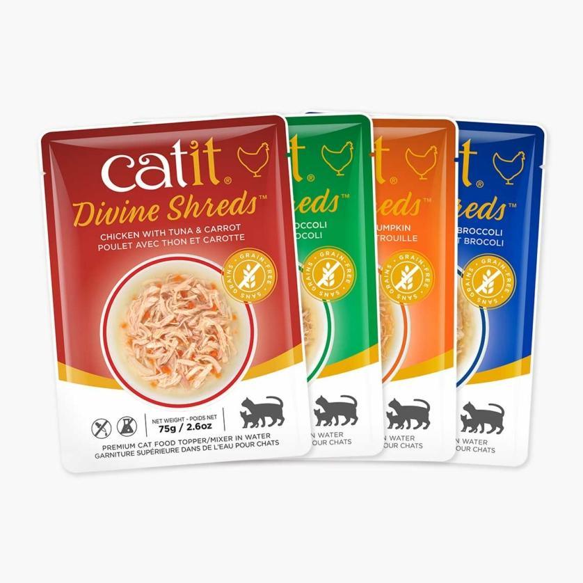CatIt Divine Shreds Wet Pouches Chicken Multipack - 12 Pack - Canned Cat Food - Catit - PetMax Canada