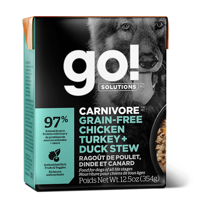GO! CARNIVORE Grain Free Chicken, Turkey + Duck Stew for dogs - 354g - Canned Dog Food - Go! - PetMax Canada