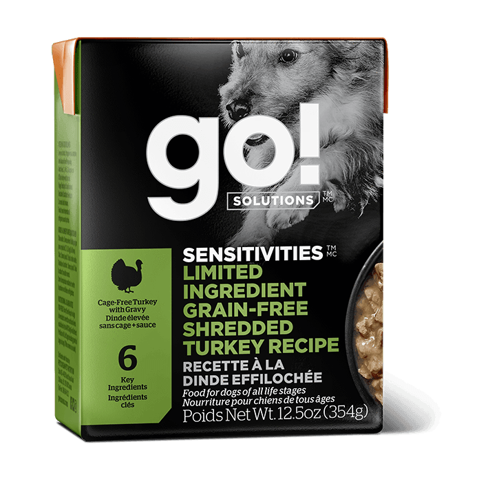 GO! SENSITIVITIES Limited Ingredient Grain Free Shredded Turkey Recipe for dogs - 354g - Canned Dog Food - Go! - PetMax Canada