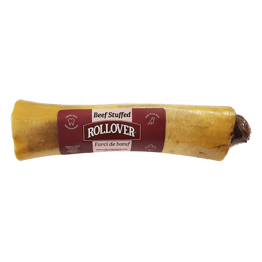 Rollover Stuffed Dog Bone Beef - Large - Natural Chews - Rollover - PetMax Canada