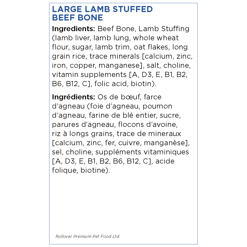 Rollover Stuffed Dog Bone Lamb - Small - Natural Chews - Rollover - PetMax Canada